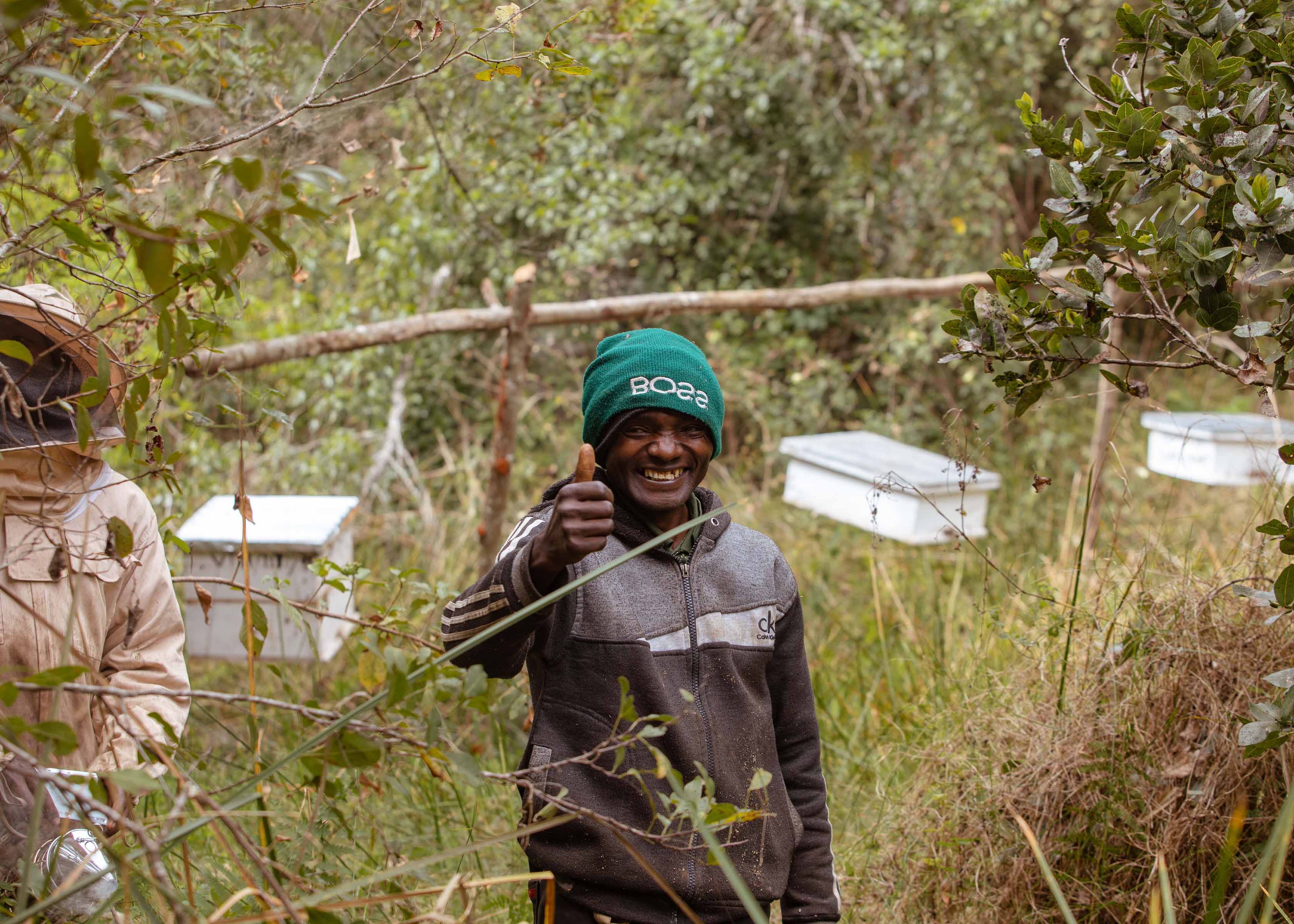 On training field with local beekeepers